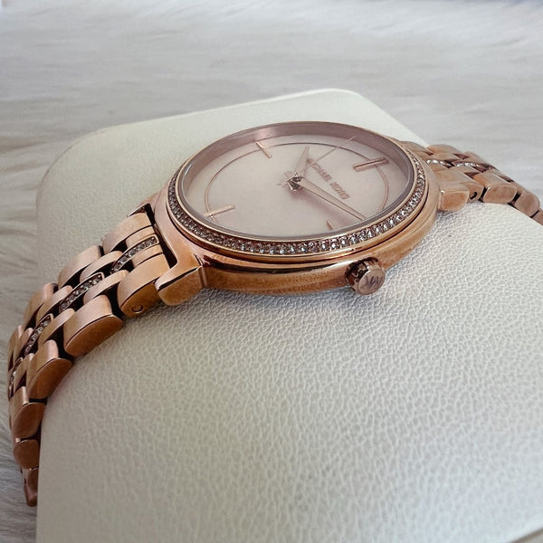 Michael Kors Rose Gold Cinthia Crystal Women's Wrist Watch Like New