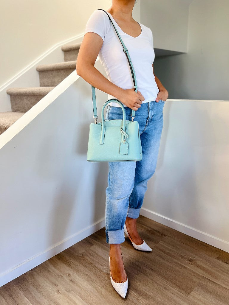 Kate Spade Mint Leather Triple Compartment 2 Way Shoulder Bag Like New
