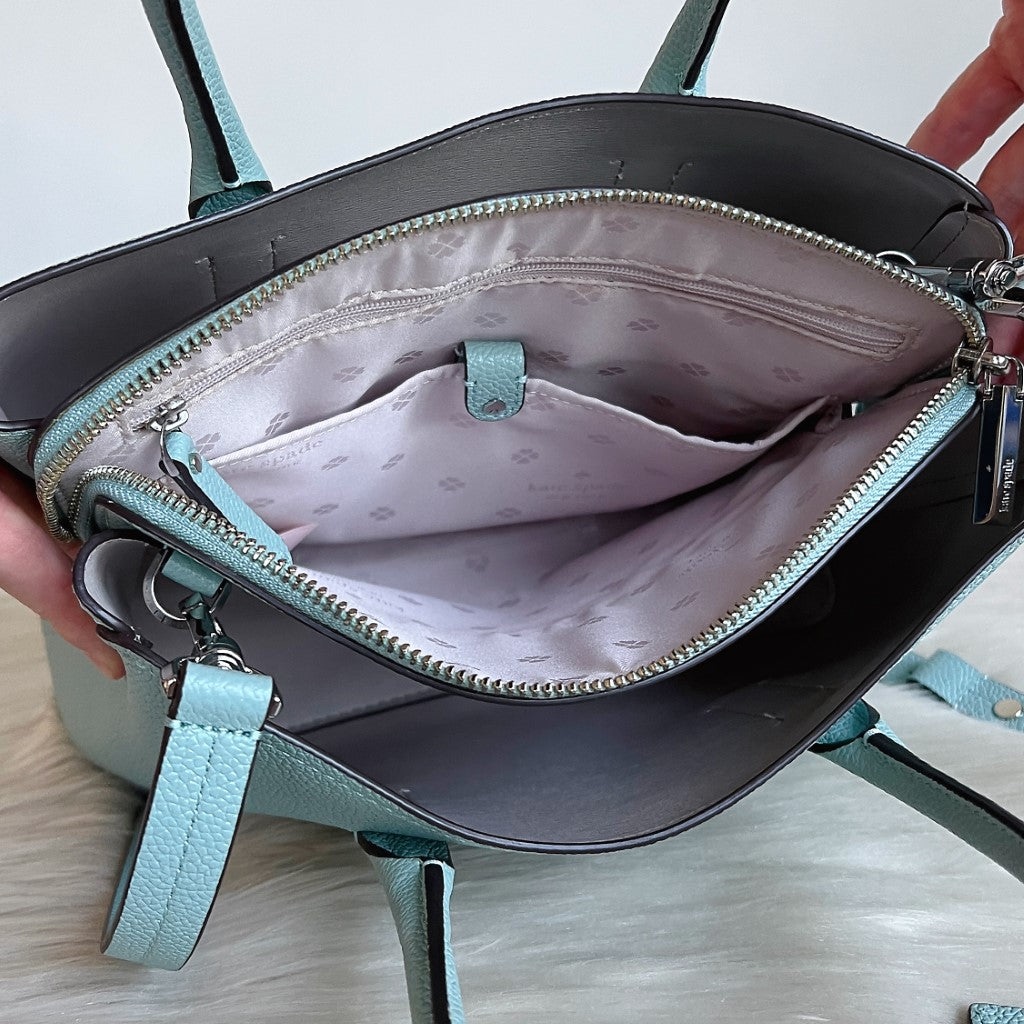 Kate Spade Mint Leather Triple Compartment 2 Way Shoulder Bag Like New