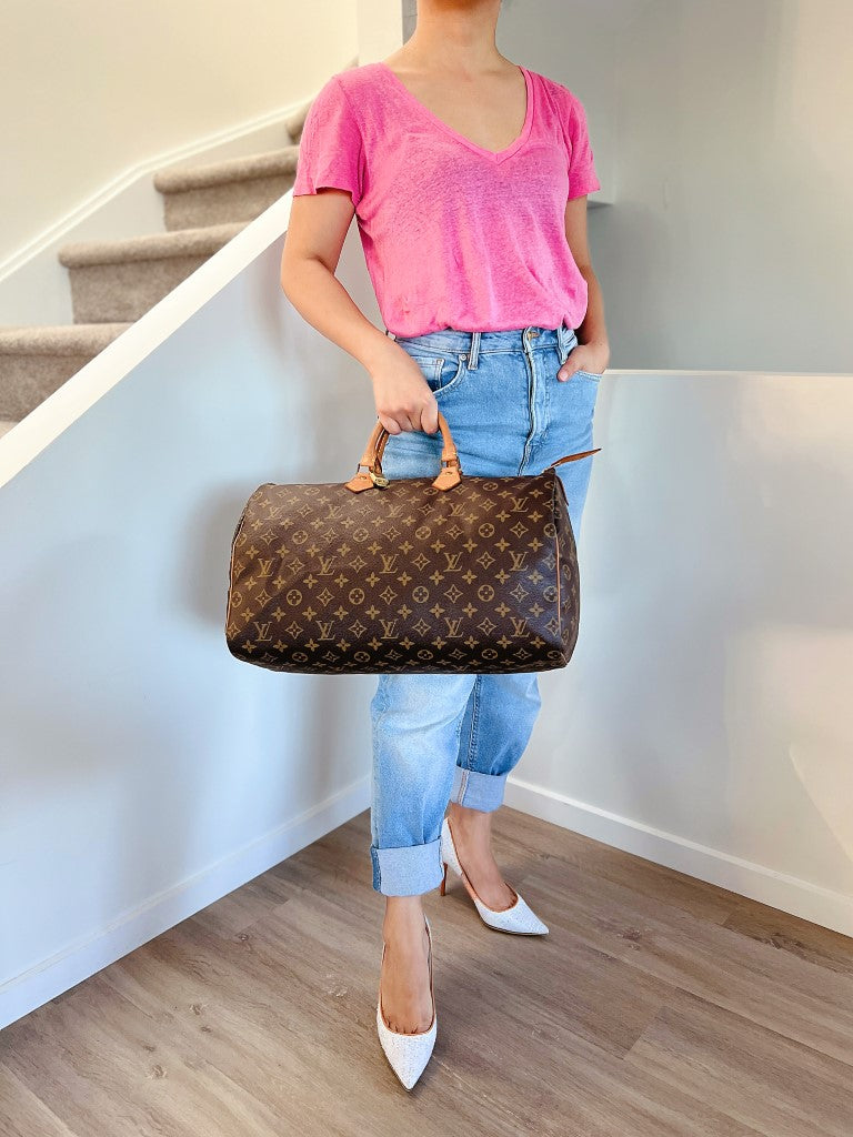 Louis Vuitton Signature Monogram Large Speedy 40 Bag + Lock & Keys