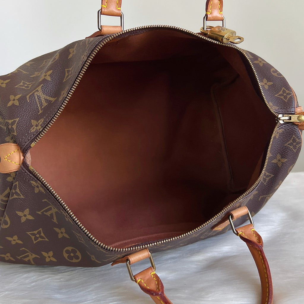 Louis Vuitton Signature Monogram Large Speedy 40 Bag + Lock & Keys