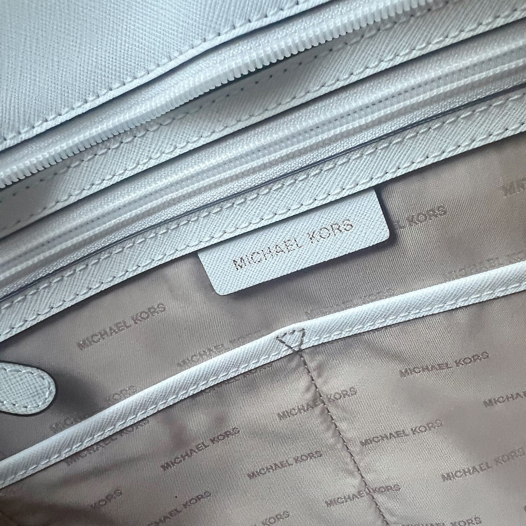 Michael Kors White Leather MK Charm Large Shoulder Bag Like New