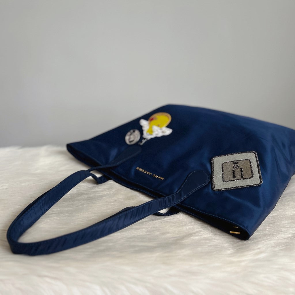 Marc Jacobs Navy Patchwork Detail Large Shoulder Bag Like New