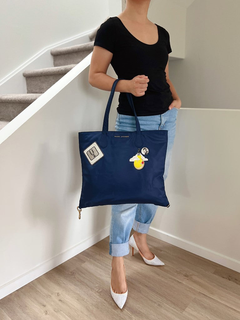 Marc Jacobs Navy Patchwork Detail Large Shoulder Bag Like New