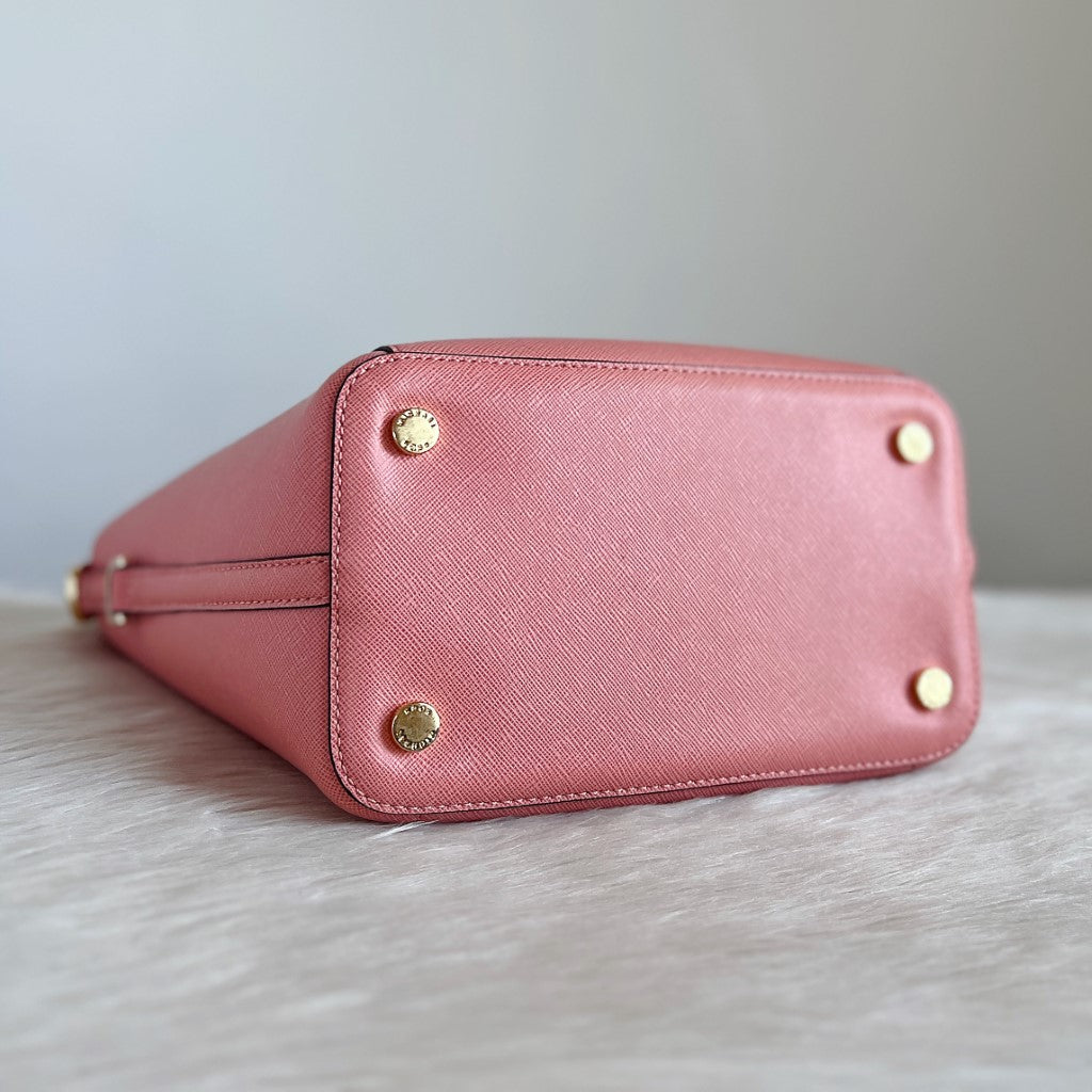 Michael Kors Pink Leather MK Charm Detail 2 Way Shoulder Bag Like New