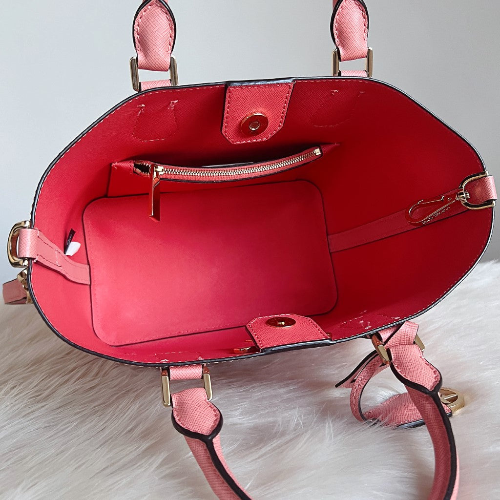 Michael Kors Pink Leather MK Charm Detail 2 Way Shoulder Bag Like New