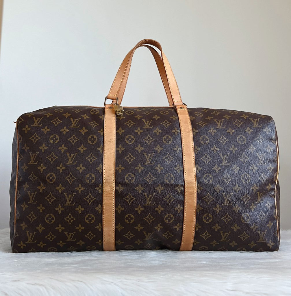 Louis Vuitton Signature Monogram Sac Souple 55 Travel Bag + Lock & Key