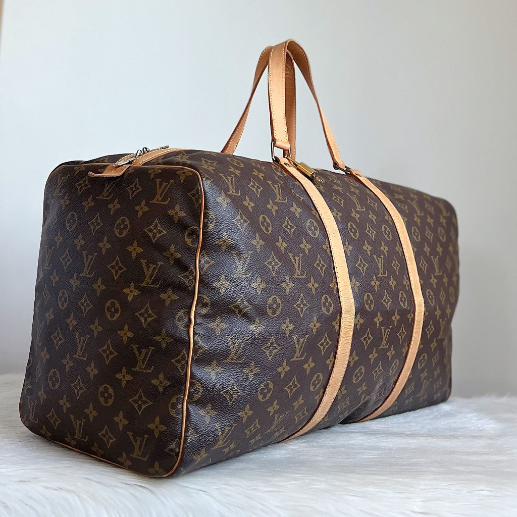 Louis Vuitton Signature Monogram Sac Souple 55 Travel Bag + Lock & Key