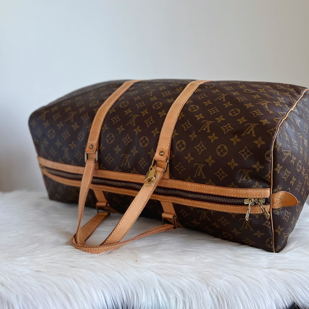 Louis Vuitton Signature Monogram Sac Souple 55 Travel Bag + Lock & Key