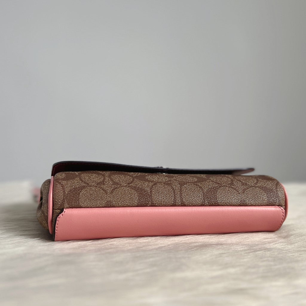 Coach Pink Leather Monogram Crossbody Shoulder Bag Like New