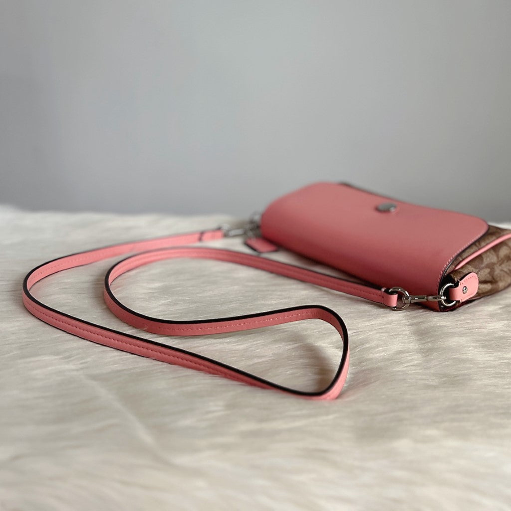 Coach Pink Leather Monogram Crossbody Shoulder Bag Like New