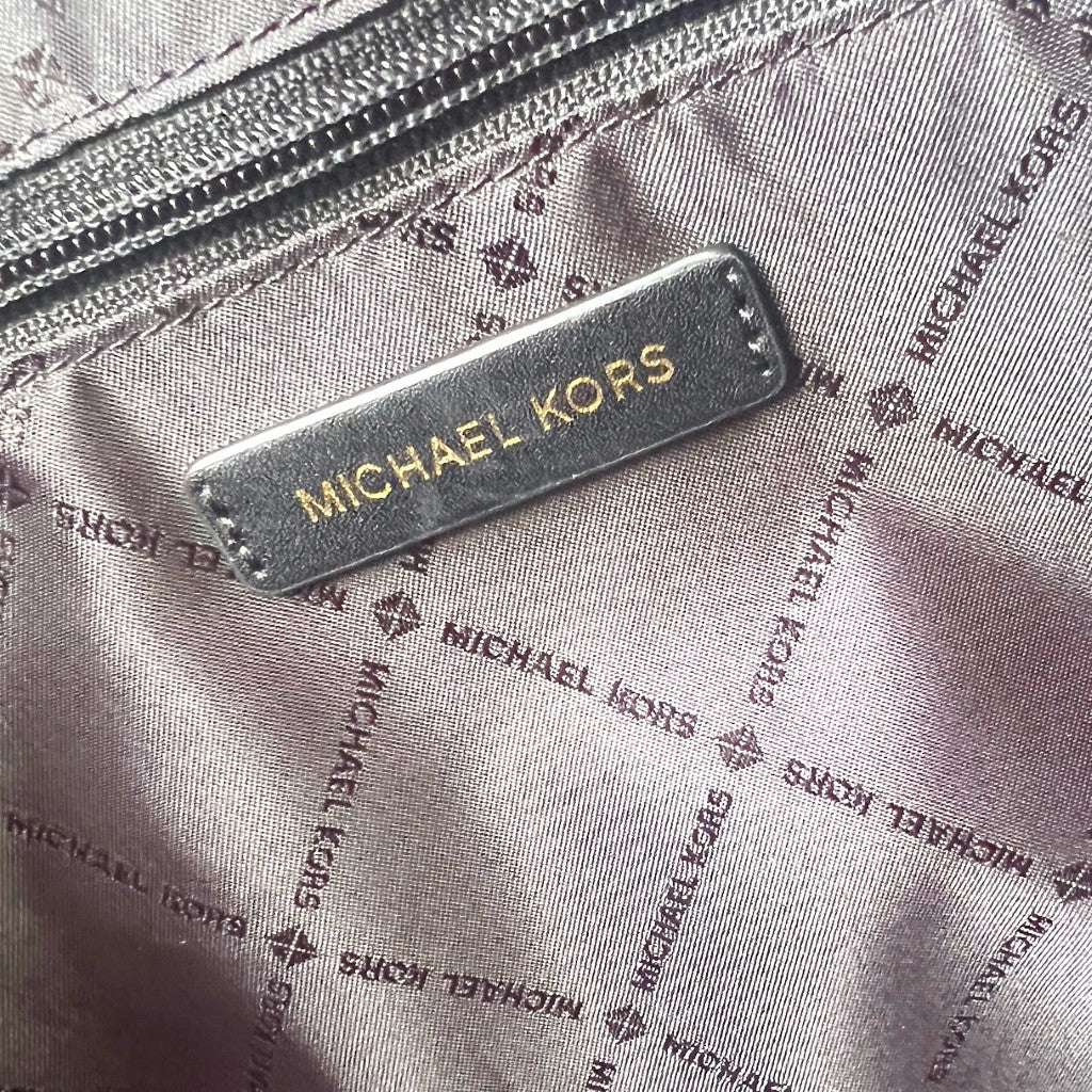 Michael Kors Black Leather Gold Chain Detail Career Shoulder Bag Like New
