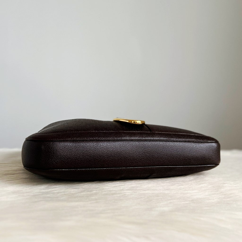 Bvlgari Chocolate Leather Front Ring Classic Shoulder Bag