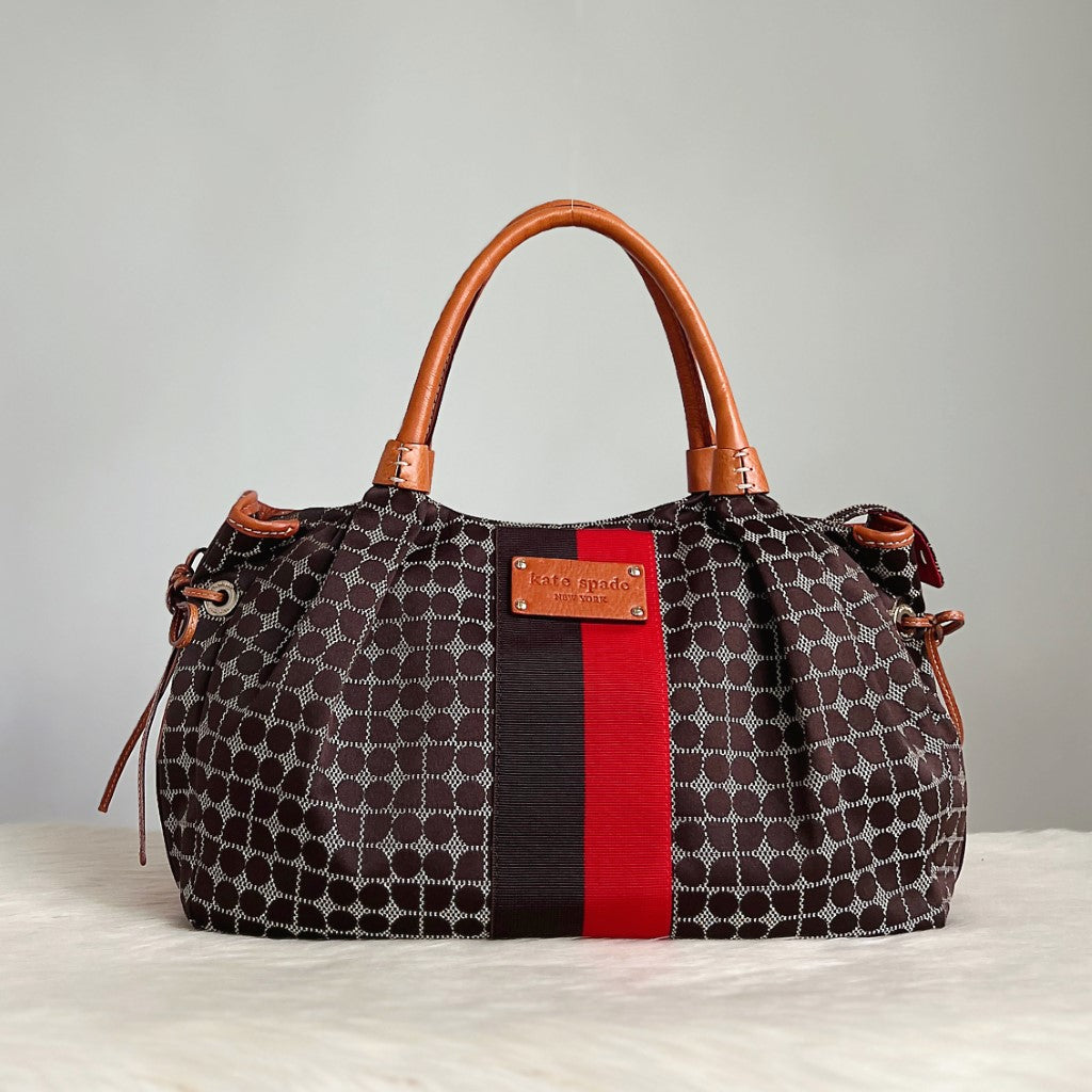 Kate Spade Caramel Leather Stripe Detail Drawstring Shoulder Bag