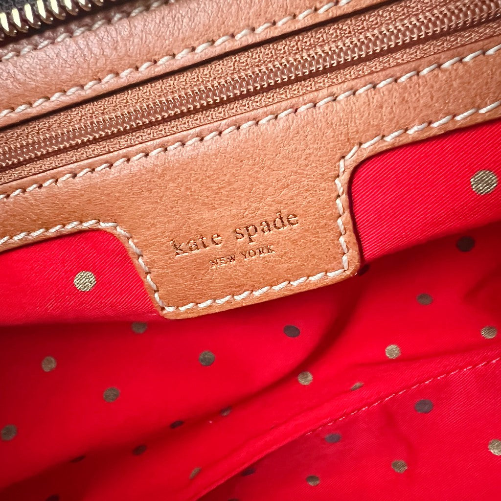 Kate Spade Caramel Leather Stripe Detail Drawstring Shoulder Bag