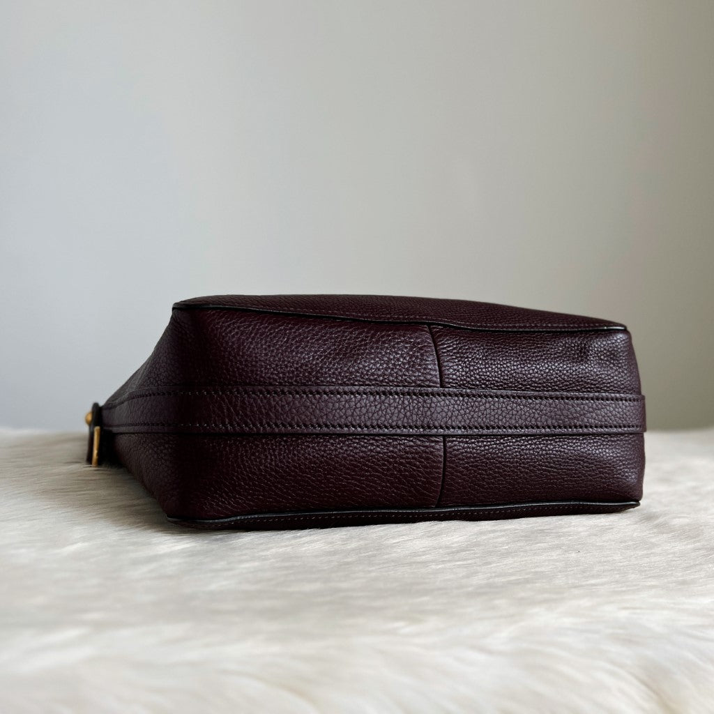 Christian Dior Bordeaux Leather Large 2 Way Shoulder Bag Excellent