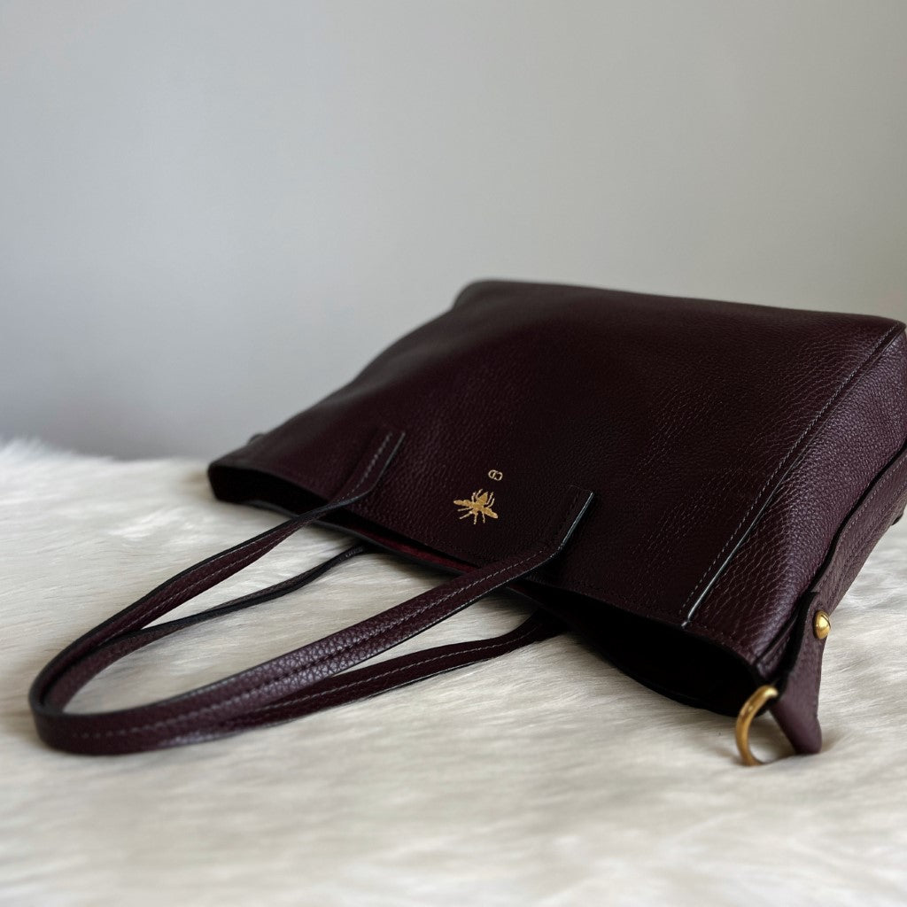 Christian Dior Bordeaux Leather Large 2 Way Shoulder Bag Excellent