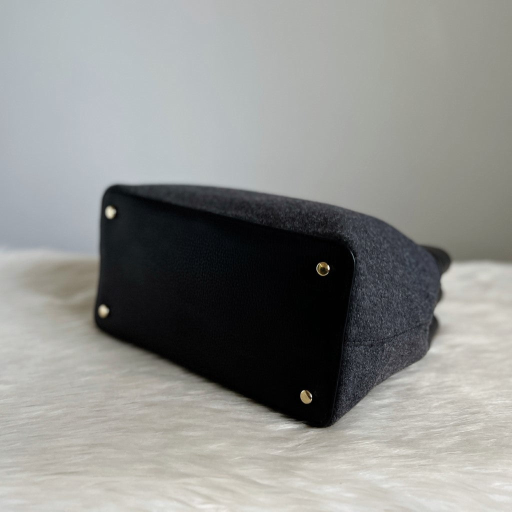 Kate Spade Black Leather Patchwork Front Bow 2 Way Shoulder Bag Excellent