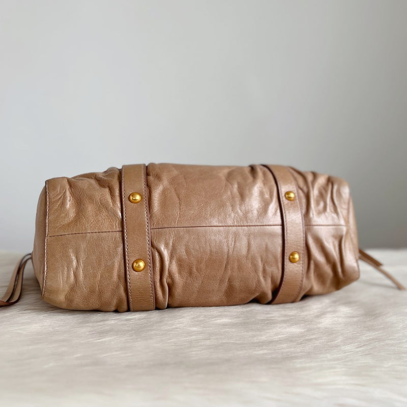 Miu Miu Beige Leather Signature Vitello 2 Way Shoulder Bag