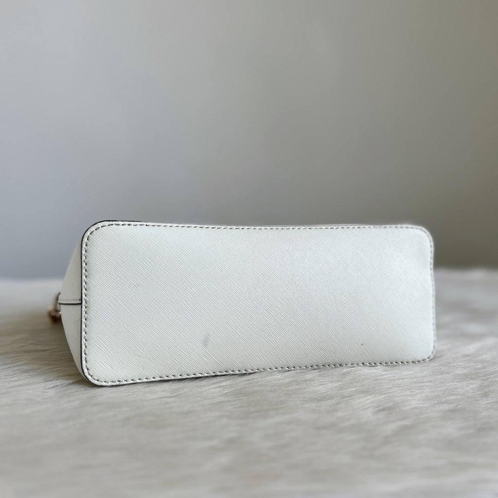 Michael Kors White Leather Gold Chain Crossbody Shoulder Bag