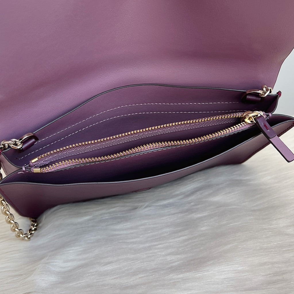 Kate Spade Purple Leather Chain Detail Shoulder Bag Like New