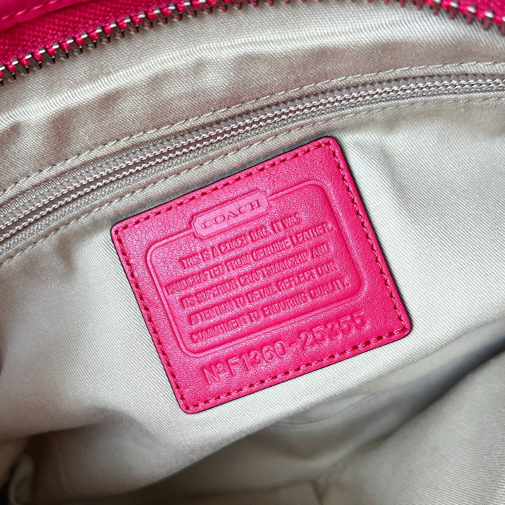 Coach Fuchsia Leather Tassel Charm Crossbody Shoulder Bag