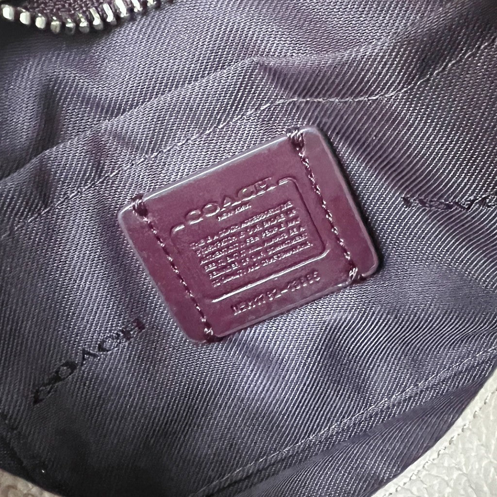 Coach Taupe Leather Turn Lock Detail Crossbody Shoulder Bag