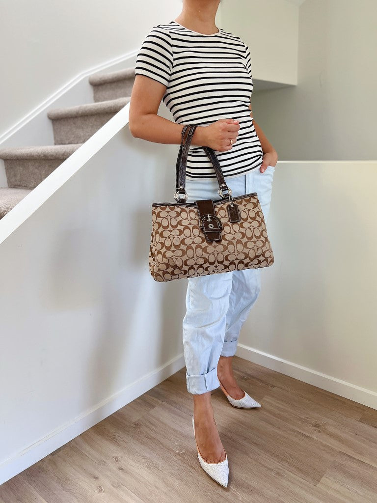 Coach Monogram Triple Compartment Career Shoulder Bag