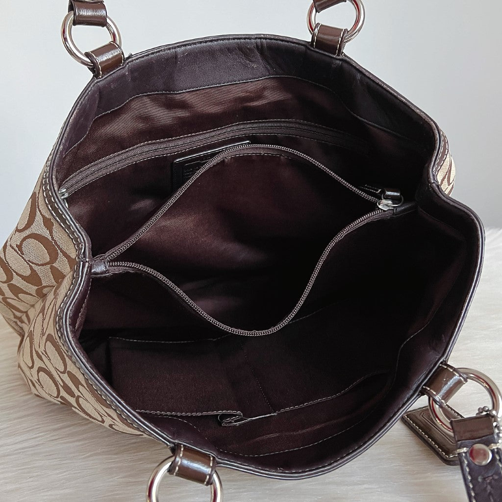 Coach Monogram Triple Compartment Career Shoulder Bag