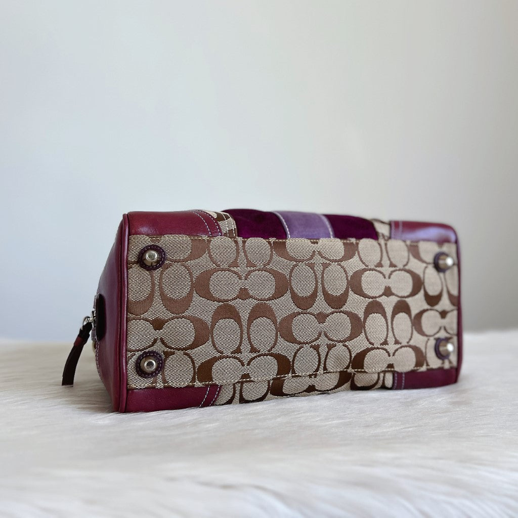 Coach Monogram Stripe Patchwork Boston Tote Bag