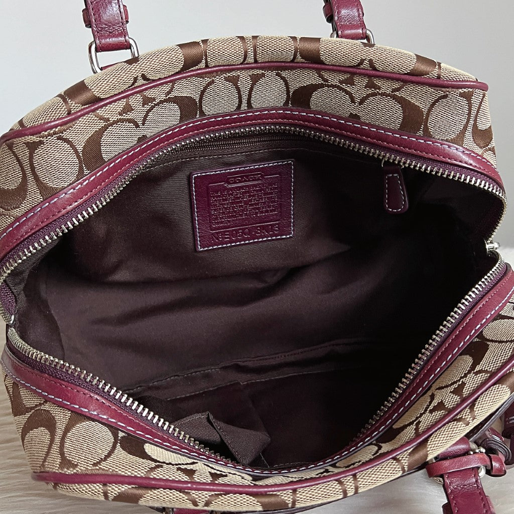 Coach Monogram Stripe Patchwork Boston Tote Bag