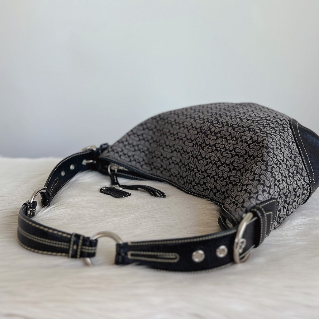 Coach Monogram Patchwork Slouchy Half Moon Shoulder Bag