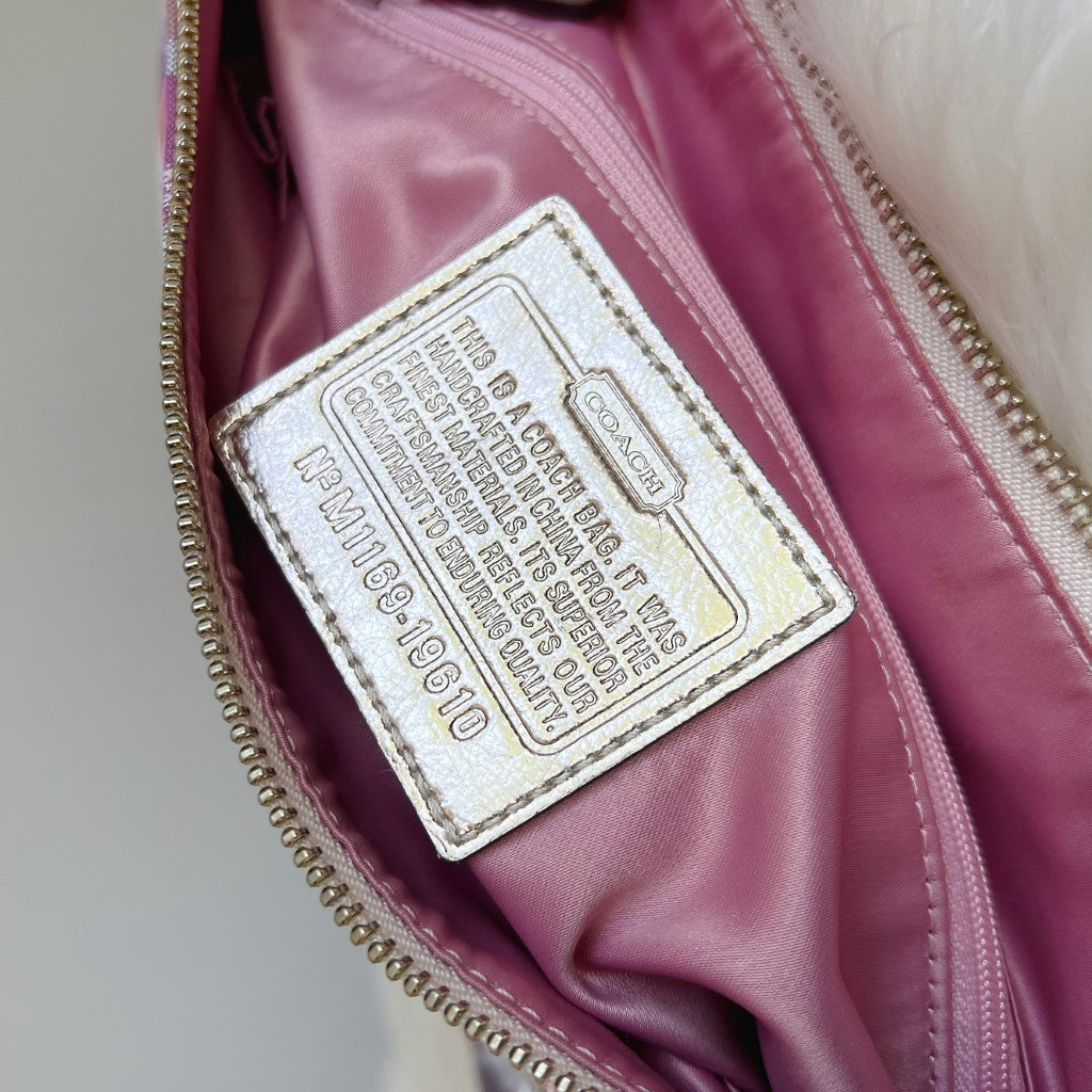 Coach Check Print Front Buckled Pocket Shoulder Bag