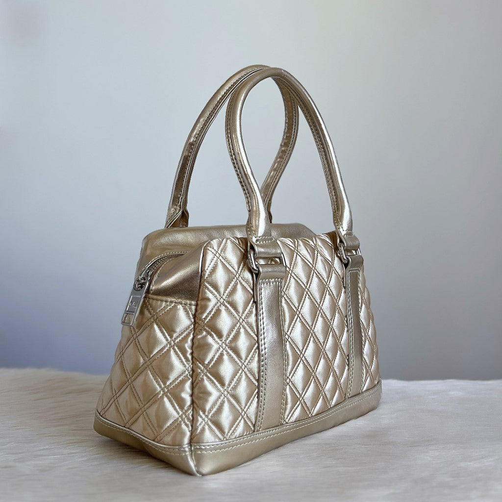 Marc Jacobs Light Gold Quilted Boston Shoulder Bag