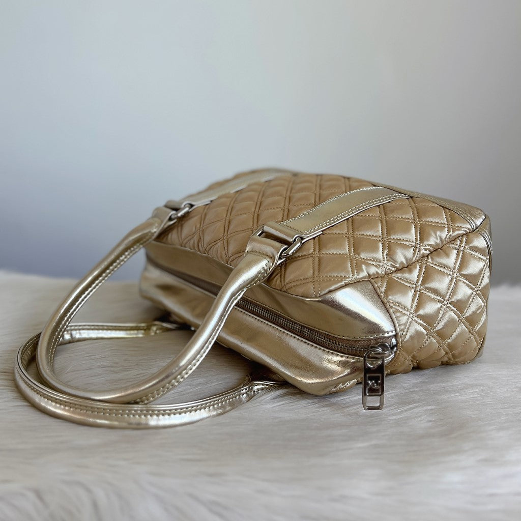 Marc Jacobs Light Gold Quilted Boston Shoulder Bag