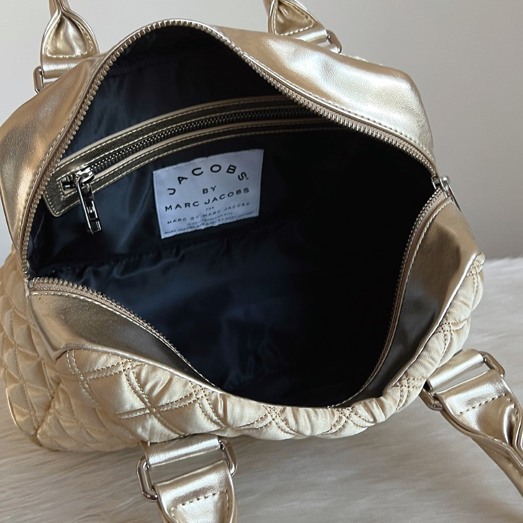 Marc Jacobs Light Gold Quilted Boston Shoulder Bag