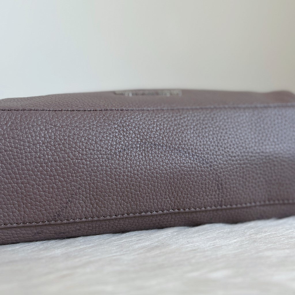 Michael Kors Taupe Leather Zip Detail Chain Detail Shoulder Bag