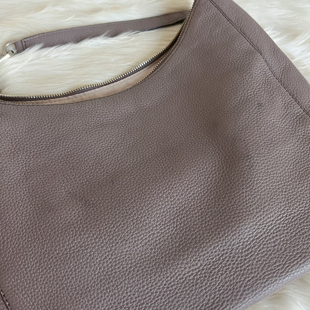 Michael Kors Taupe Leather Zip Detail Chain Detail Shoulder Bag