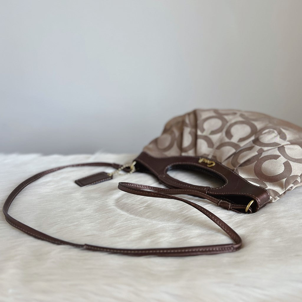 Coach Monogram Front Logo Hand Held Detail 2 Way Shoulder Bag