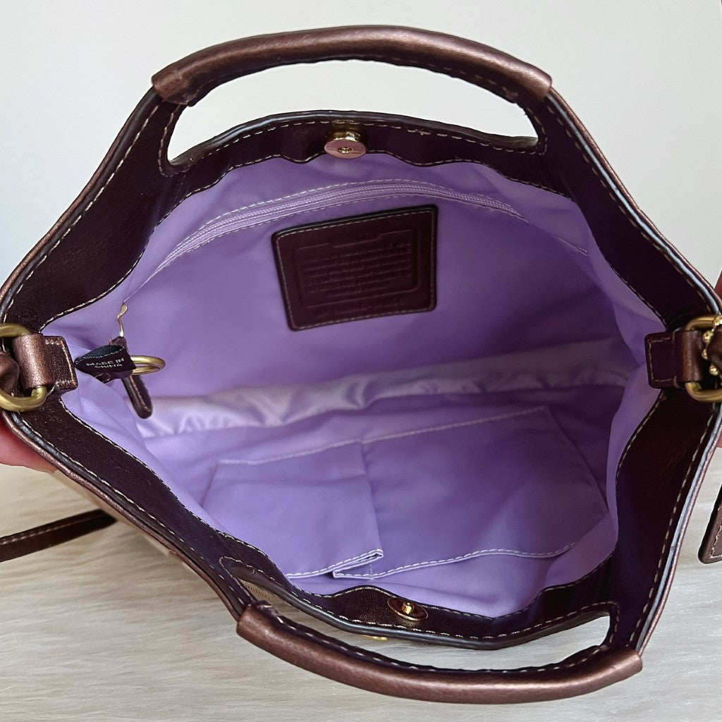 Coach Monogram Front Logo Hand Held Detail 2 Way Shoulder Bag