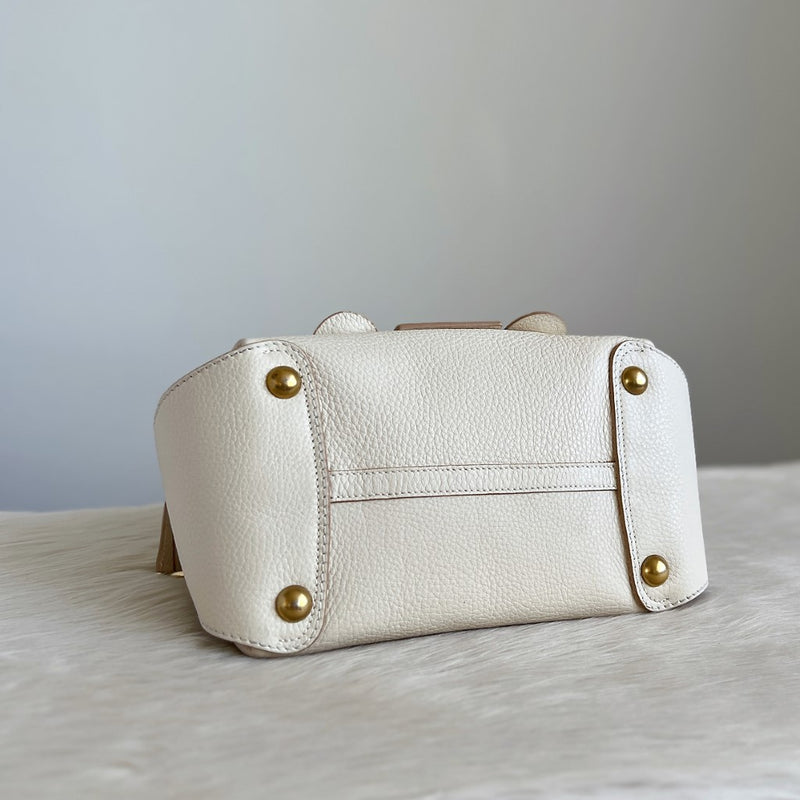 Salvatore Ferragamo Creamy Leather Triple Compartment Shoulder Bag Excellent