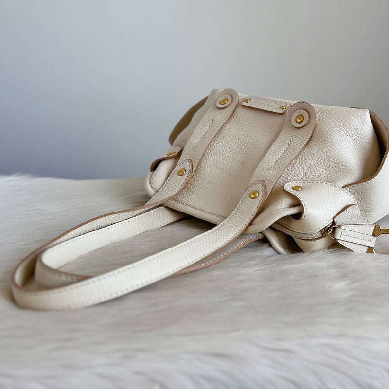 Salvatore Ferragamo Creamy Leather Triple Compartment Shoulder Bag Excellent