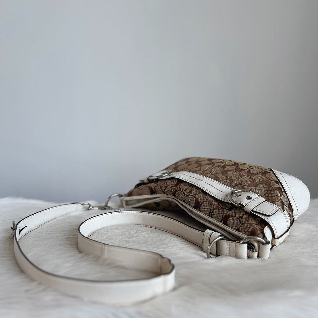 Coach Leather Monogram Buckle Messenger Crossbody Shoulder Bag