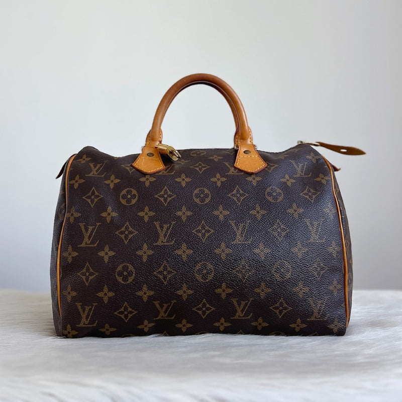 Louis Vuitton Signature Monogram Large Speedy 30 Bag + Lock & Keys
