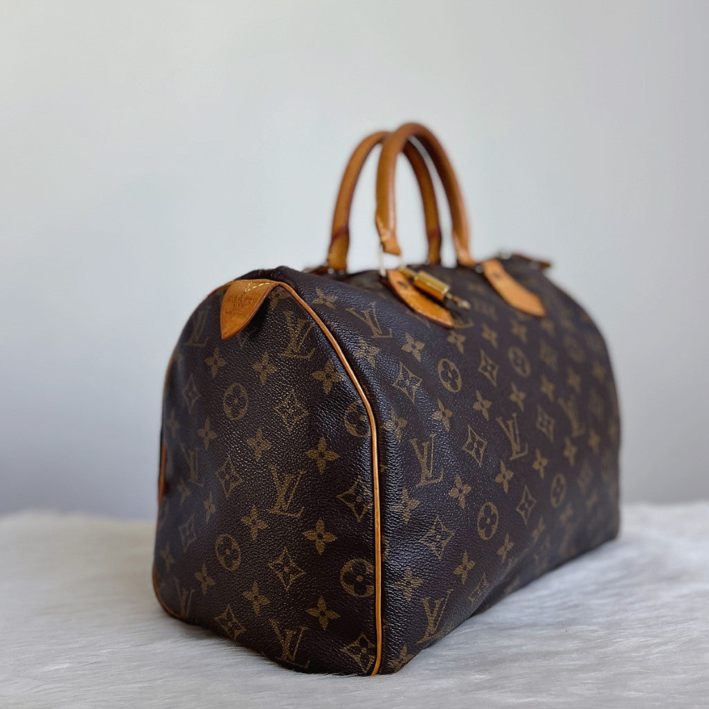 Louis Vuitton Signature Monogram Large Speedy 30 Bag + Lock & Keys