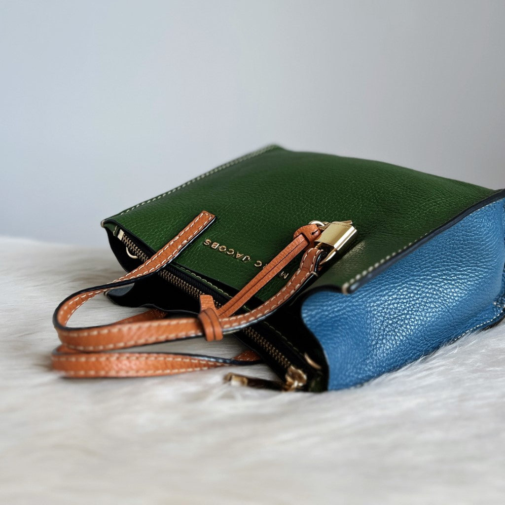 Marc Jacobs Tri-Tone Leather Triple Compartment 2 Way Shoulder Bag