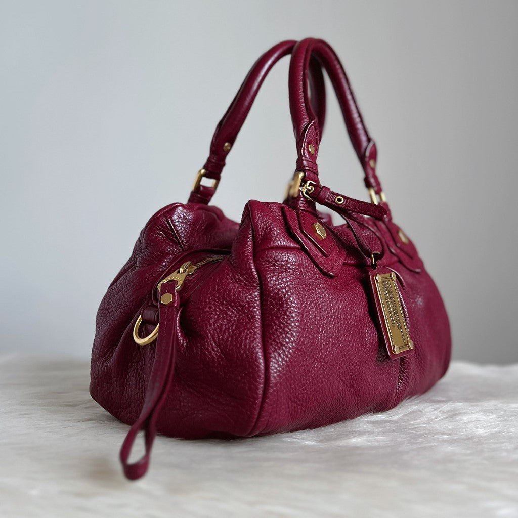 Marc Jacobs Maroon Leather Classic Q 2 Way Shoulder Bag