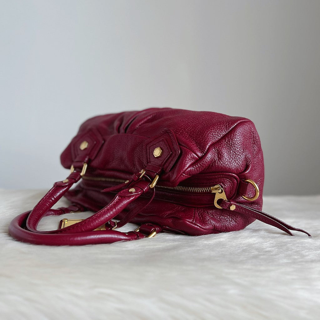 Marc Jacobs Maroon Leather Classic Q 2 Way Shoulder Bag