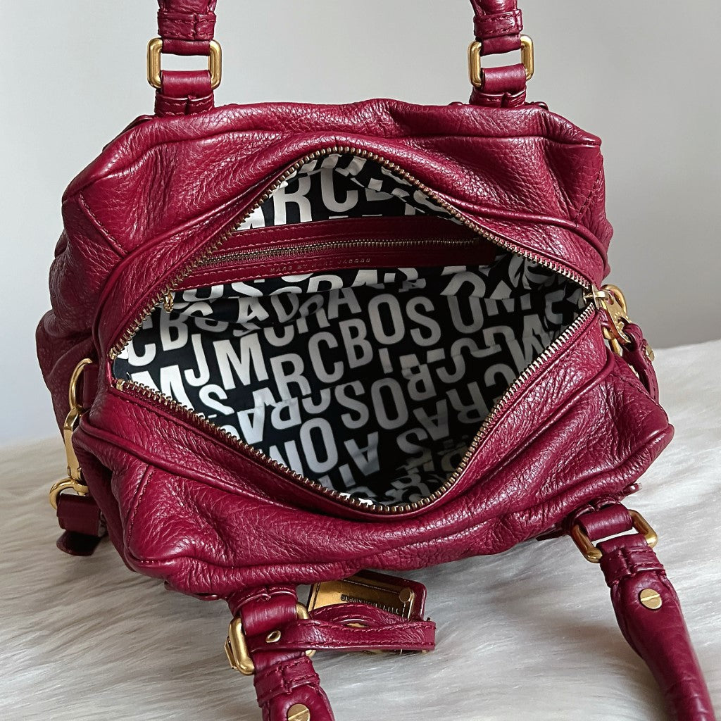 Marc Jacobs Maroon Leather Classic Q 2 Way Shoulder Bag