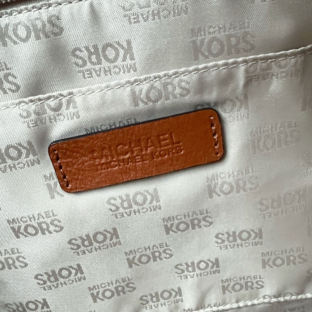 Michael Kors Caramel Leather MK Monogram Shoulder Bag